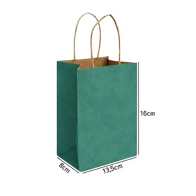 Sacola de Papel Kraft Azul Céu Mini 13,5x8x16