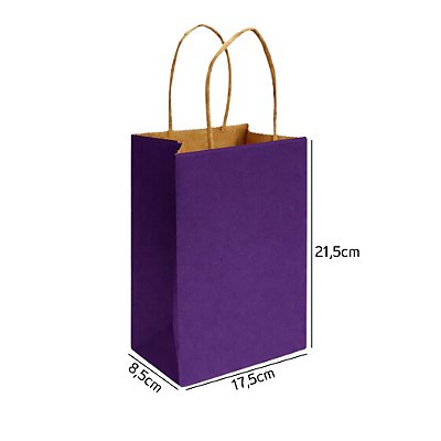 Sacola de Papel Kraft Roxa P 17,5x8,5x21,5