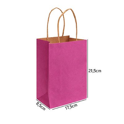Sacola de Papel Kraft Pink P 17,5x8,5x21,5