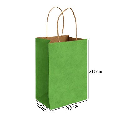 Sacola de Papel Kraft Verde Limão P 17,5x8,5x21,5