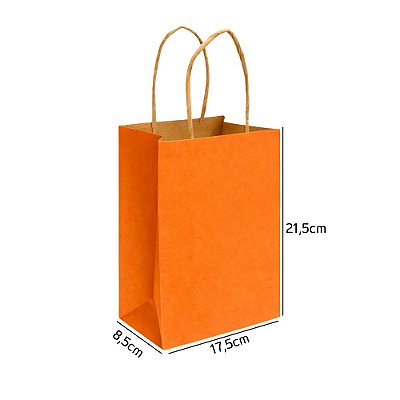 Sacola de Papel Kraft Laranja P 17,5x8,5x21,5