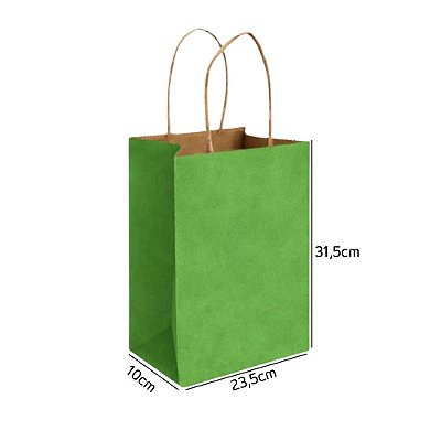 Sacola de Papel Kraft Verde Limão M 23,5x10x31,5