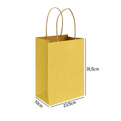 Sacola de Papel Kraft Amarelo M 23,5x10x31,5