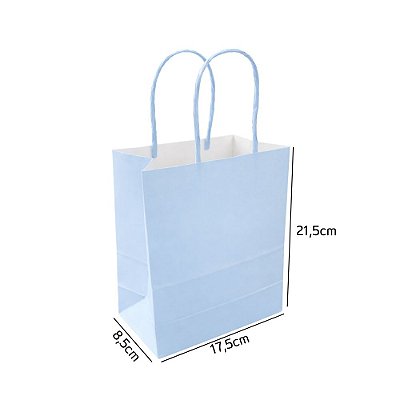Sacola de Papel Azul Bebê P 17,5x8,5x21,5