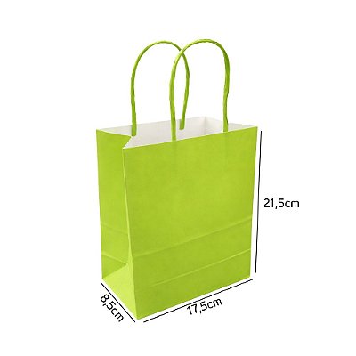 Sacola de Papel Verde Limão P 17,5X8,5X21,5