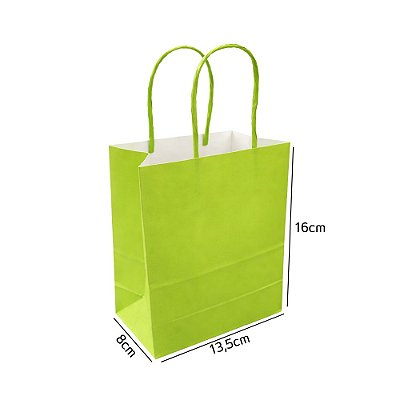 Sacola de Papel Verde Limão Mini 13,5x8x16