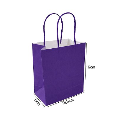 Sacola de Papel Roxa Mini 13,5x8x16