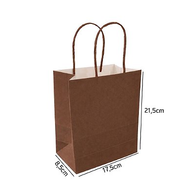Sacola de Papel Marrom P 17,5x8,5x21,5