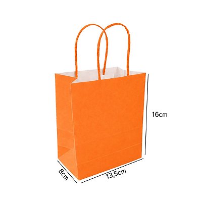 Sacola de Papel Laranja Mini 17,5x8x16
