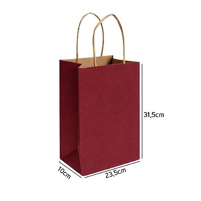 Sacola de Papel Kraft Marsala M 23,5x10x31,5