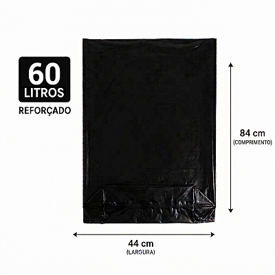 Saco de Lixo Reforçado 60 Litros – Pacote com 10 Unidades