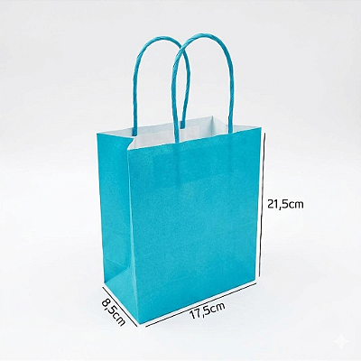 Sacola de Papel Azul Turquesa P 17,5x8,5x21,5