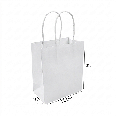 Sacola de Papel Branco P 13,5x8x21