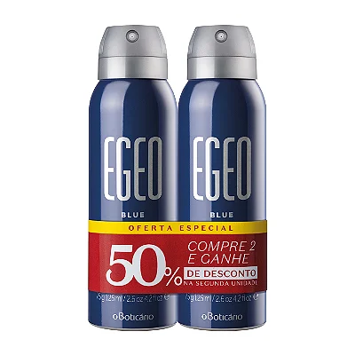 Kit Desodorante Antitranspirante Aerosol Egeo Blue 2x75g/125ml