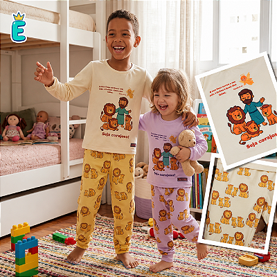 Pijama Infantil Cristão (Daniel na cova dos leões)