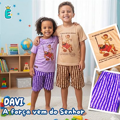 Pijama infantil Cristão - curto (Davi)