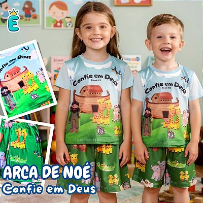 Pijama infantil Cristão - curto (Arca de Noé)