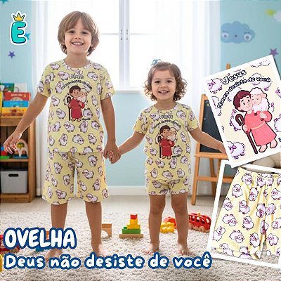 Pijama infantil Cristão - curto (Ovelha perdida)