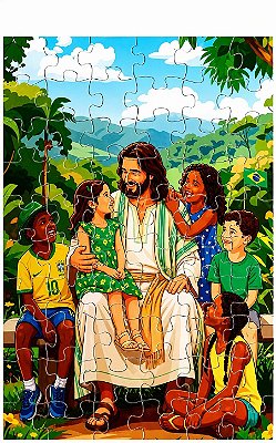Quebra-cabeça - Jesus e as crianças - Brasil - 60 Pç