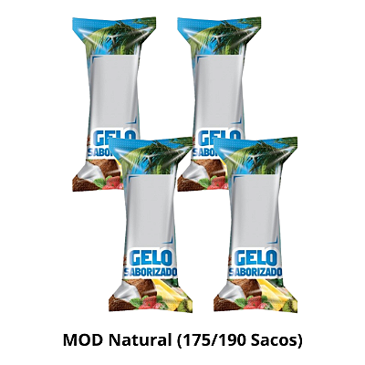 Embalagem Para Gelo Saborizado BOPP 9x21cm - Saco Higiênico Externo - MOD Natural (175/190 Sacos)