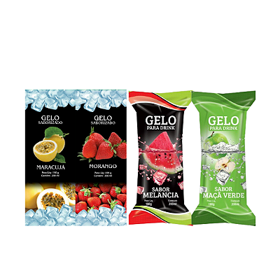 Kit 1800 embalagens sortidas Maracuja , Melancia , Morango e Maã verde