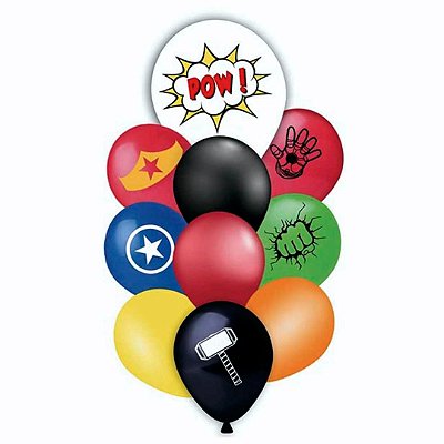 Kit 10 Balões Bexigas Sortidas Super Heróis