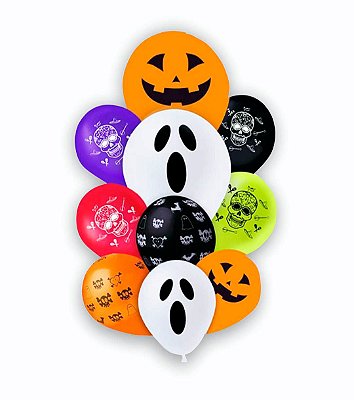 Kit 10 Balões Bexigas Sortidas Halloween / Dia das Bruxas