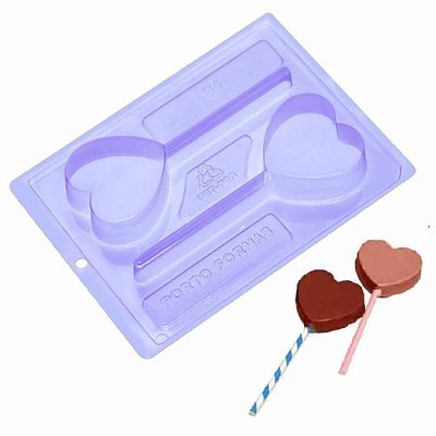 Forma Chocolate Coração no Palito Ref 64 Silicone - 2 unid