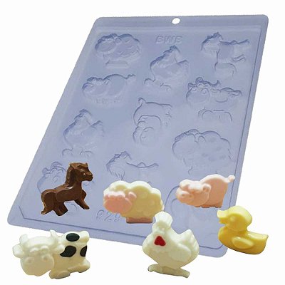 Forma Chocolate Simples Animais da Fazenda Ref 9291 - 5 unid