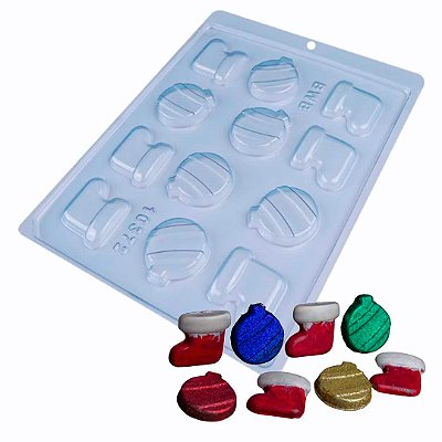 Forma Chocolate Simples Aplique Botinhas e Bolinhas - 5 unid