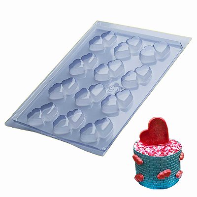 Forma Chocolate Simples Aplique Coração Gêmeos 135 - 5 unid