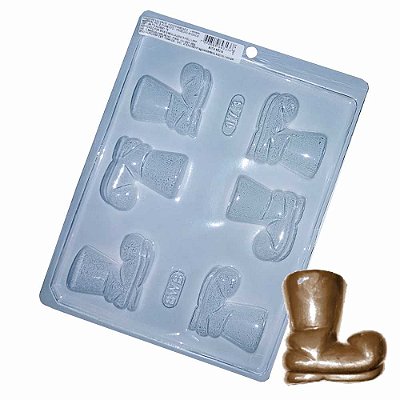 Forma Chocolate Simples Bota Feliz Natal 173 - Pct 5 unid