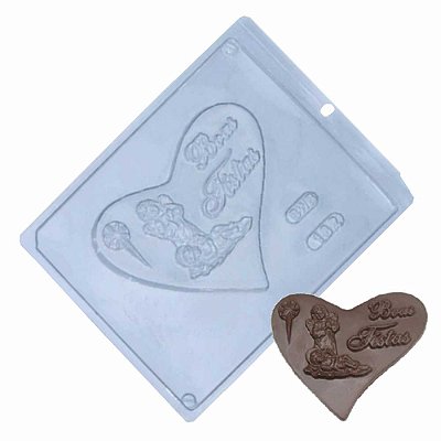 Forma Chocolate Simples Coração Boas Festas 182 - 5 formas