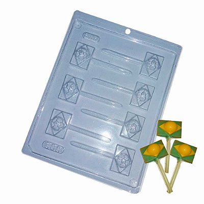 Forma para Pirulito de Chocolate Bandeira Brasil - 5 formas