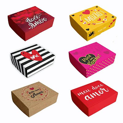 Caixa p/ 6 Doces e Brigadeiros Amor Sortido - Pct 6 cxs