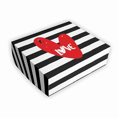 Caixa p/ 6 Doces e Brigadeiros Listras Love - Pct 6 cxs