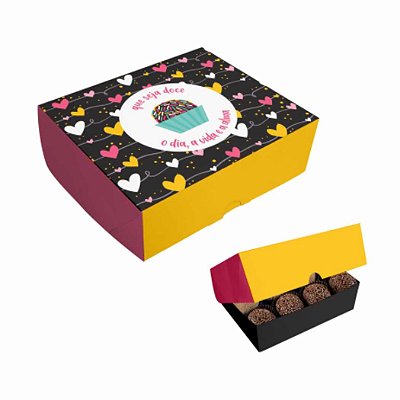 Caixa p/ 6 Doces e Brigadeiros Que Seja Doce - Pct 6 cxs