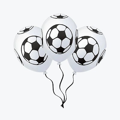Balão Temático nº 11 Bola de Futebol Branco - Pct 25 unid