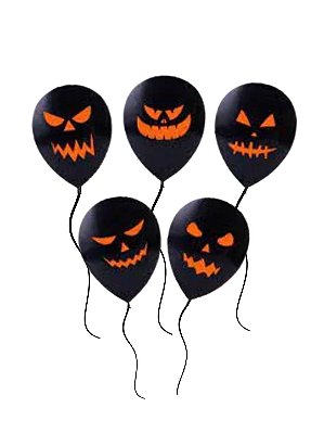 Balão Halloween nº 12 Caras Malvadas Preto - Pct 10 unid
