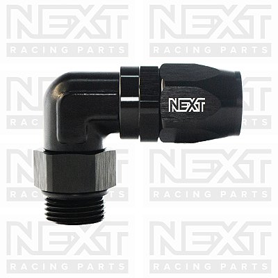 Conexão Giratória Macho Curta 90º para Mangueira de Borracha Aeroquip AN12