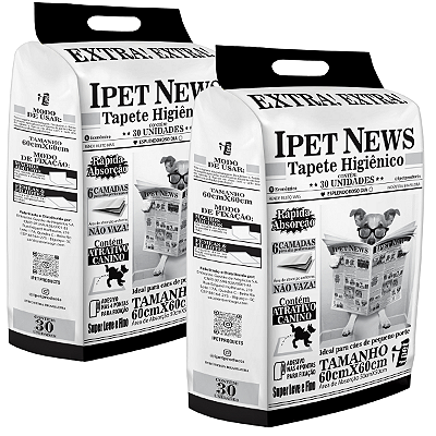 Kit 2 Tapete Higiênico Pet Ipet News 60X60 Cães / Gatos