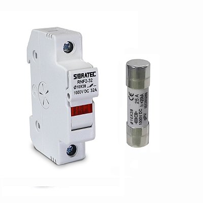 Porta Fusível Solar 1000v 32a 1 Polo + Fusível Gpv/Ar Ultra Rapido
