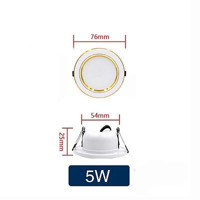 Spot Embutir Led 5w 12v Motorhome Trailer Embarcação Solar - DOURADO