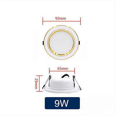 Spot Embutir Led 9w 12v Motorhome Trailer Embarcação Solar - DOURADO