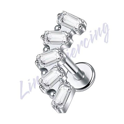 Labret Cluster Titânio Zircônia Retangular 1.2x8