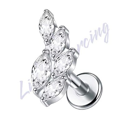 Labret Titânio Folha 5 Zircônias 1.2x8
