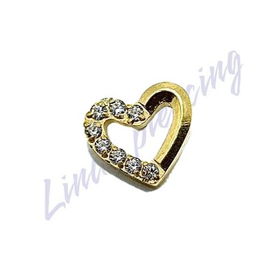 Labret Titânio pvd Coração Com Zircônia Cravajada 1.2x8