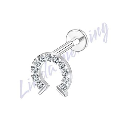 Labret Titânio Ferradura Zircônias Cravejadas 1.2x8