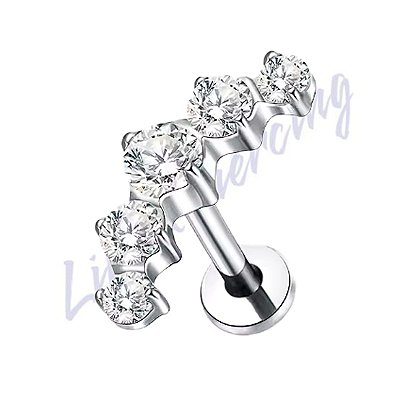 Labret Titânio Cluster Zircônias Cravejadas 1.2x8