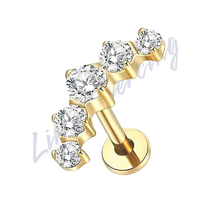 Labret Titânio pvd Cluster Zircônias Cravejadas 1.2x8